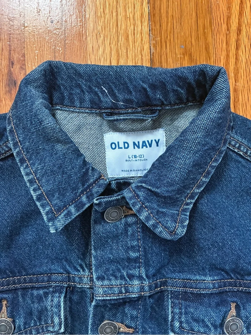 Old Navy Blue Denim Jacket Button Front Pockets Long Sleeve Kid’s Size L 10/12